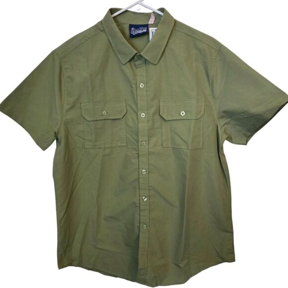 NWT BROOKLYN'S BEST Mens Green Casual Button-Up Shirt Short Sleeve Size Large - Picture 1 of 8